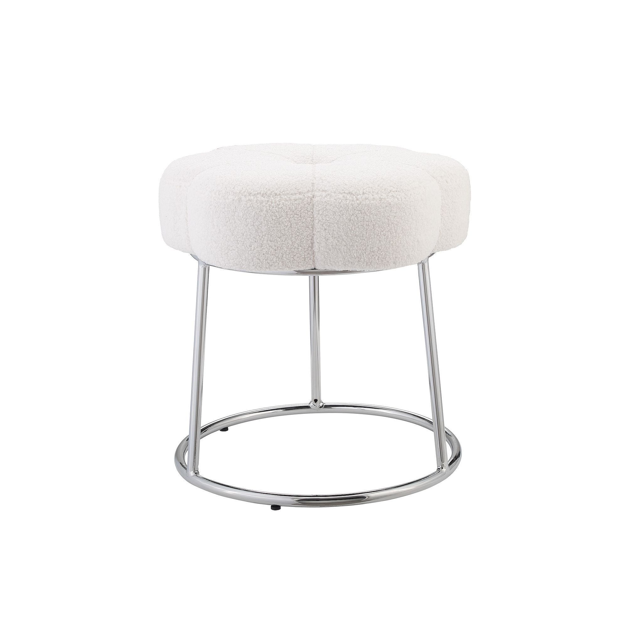 Linon Seraphina Accent Vanity Stool, Ivory Sherpa