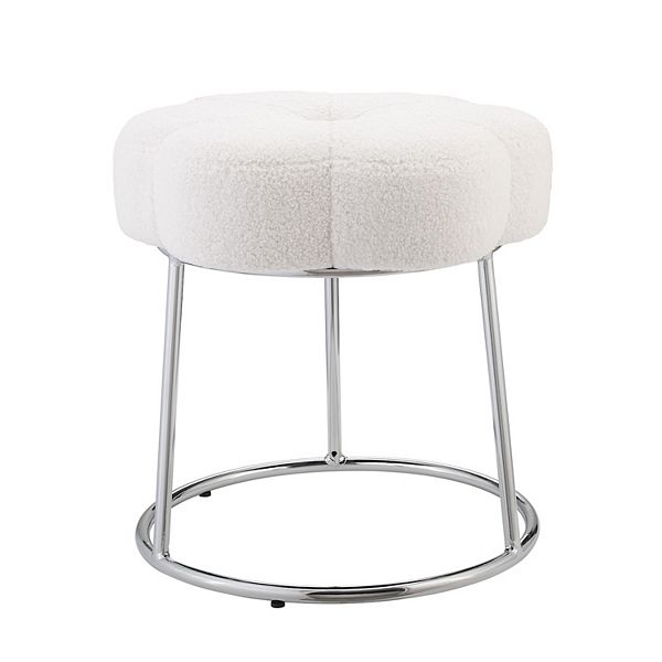 Linon Seraphina Accent Vanity Stool - Cream Sherpa