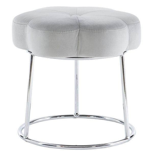 Linon Seraphina Accent Vanity Stool - Gray Velvet