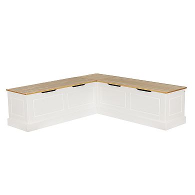 Linon Tobin Backless Breakfast Nook Bench with Cushions and Pillows