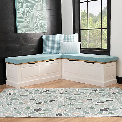Linon Tobin Backless Breakfast Nook Bench with Cushions and Pillows