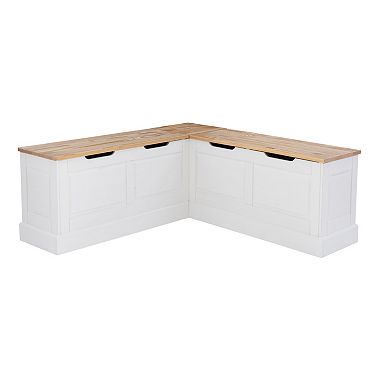 Linon Tobin Backless Breakfast Nook Bench with Cushions and Pillows