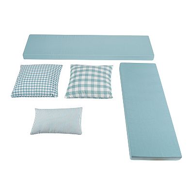 Linon Tobin Backless Breakfast Nook Bench with Cushions and Pillows