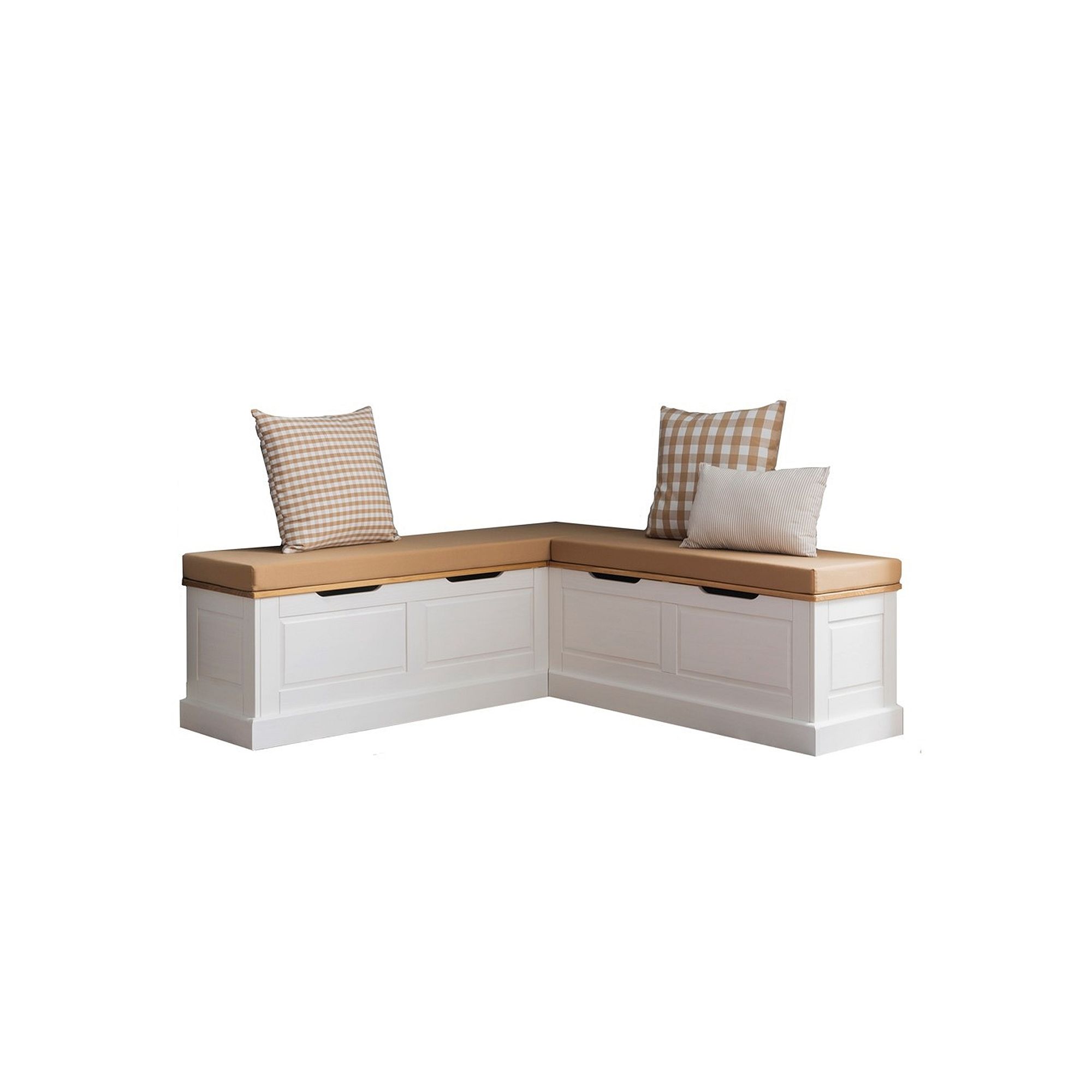 Linon Tobin Backless Breakfast Nook Bench with Cushions and Pillows, Natura