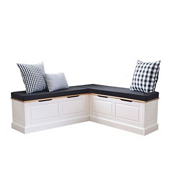 Linon Tobin Backless Breakfast Nook Bench with Cushions and Pillows