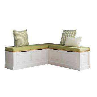 Linon Tobin Backless Breakfast Nook Bench with Cushions and Pillows