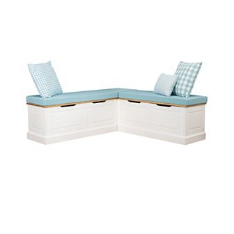Linon Tobin Backless Breakfast Nook Bench with Cushions and Pillows