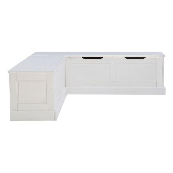 Tobin Traditional Solid Wood Backless Storage Corner Breakfast Nook Bench White - Linon