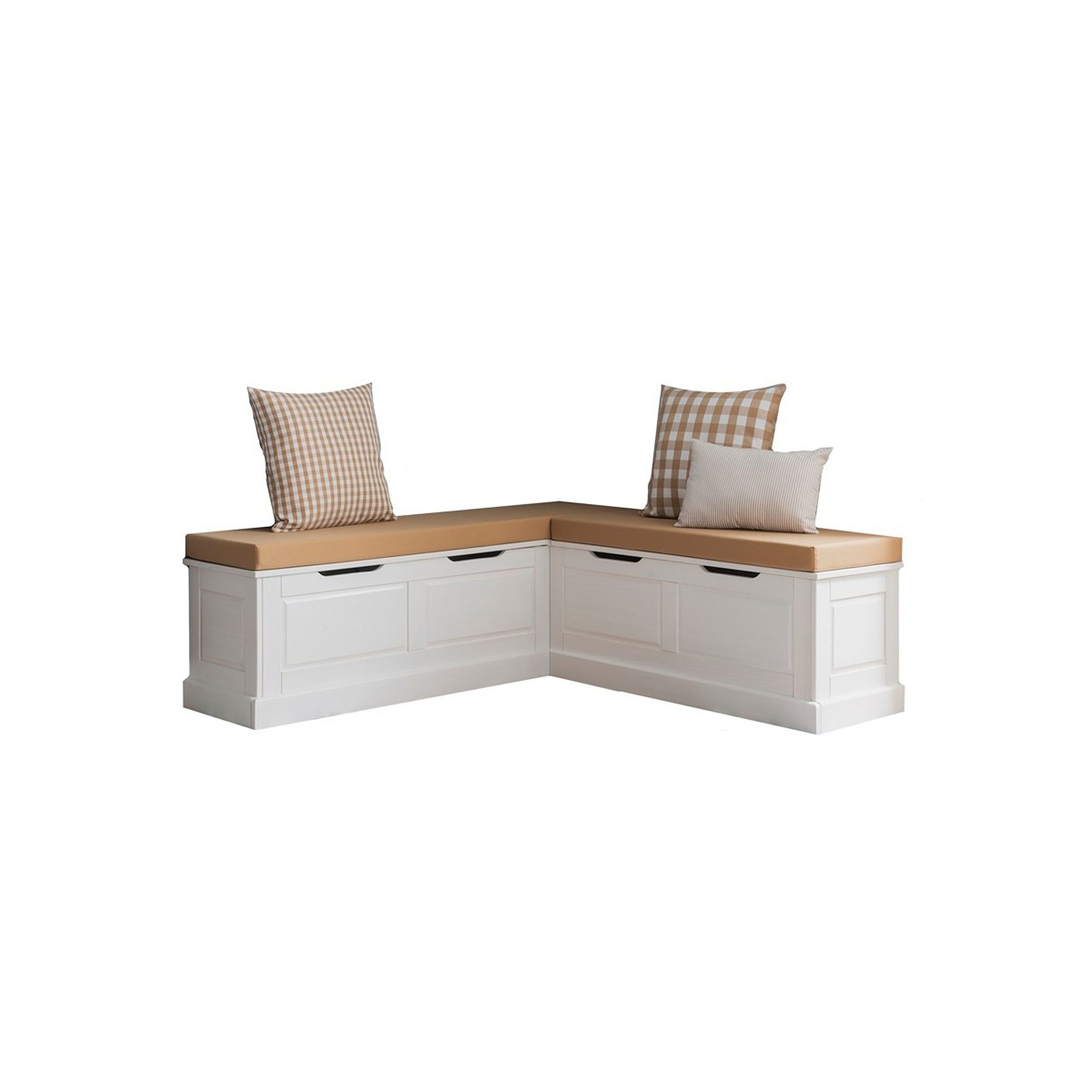 Linon Tobin Backless Breakfast Nook Bench with Cushions and Pillows, White 