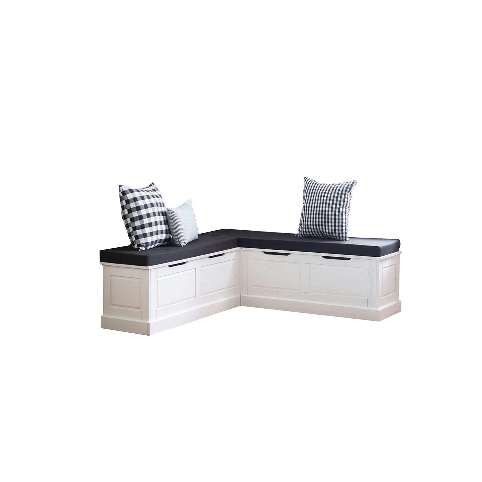 Linon Tobin Backless Breakfast Nook Bench with Cushions and Pillows, White 