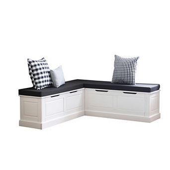Linon Tobin Backless Breakfast Nook Bench with Cushions and Pillows