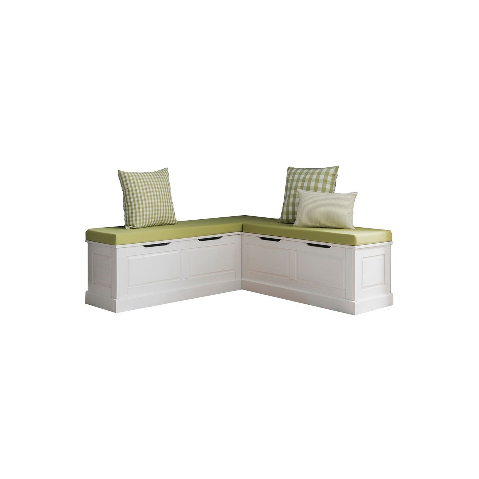 Linon Tobin Backless Breakfast Nook Bench with Cushions and Pillows, White 