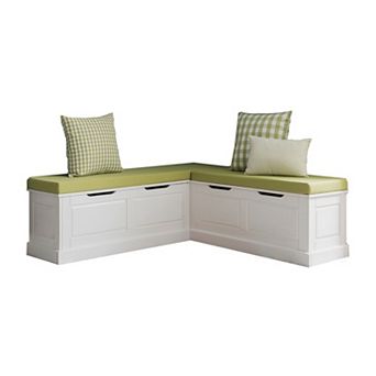 Linon Tobin Backless Breakfast Nook Bench with Cushions and Pillows