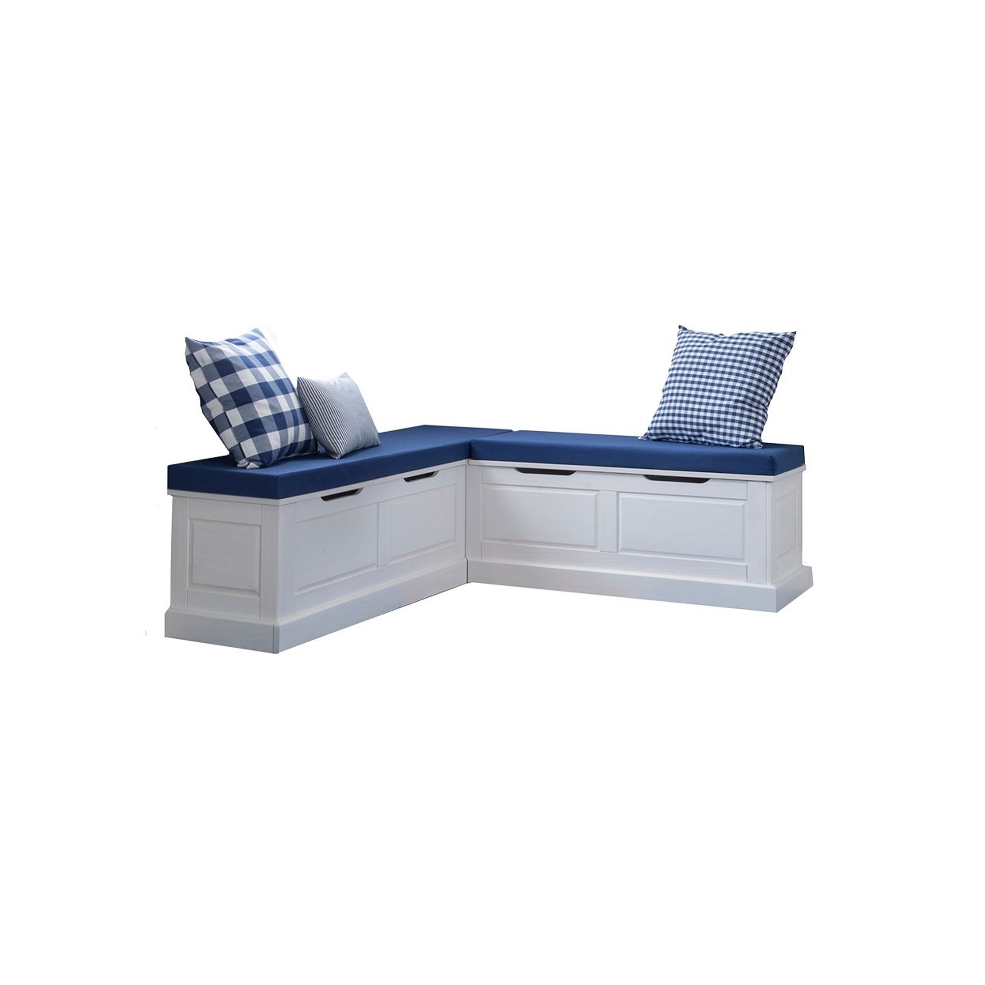 Linon Tobin Backless Breakfast Nook Bench with Cushions and Pillows, White 