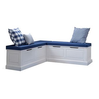 Linon Tobin Backless Breakfast Nook Bench with Cushions and Pillows