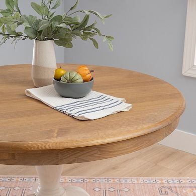 Linon Tobin Pedestal Two-Tone Dining Table