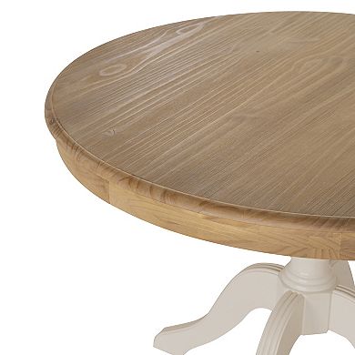 Linon Tobin Pedestal Two-Tone Dining Table