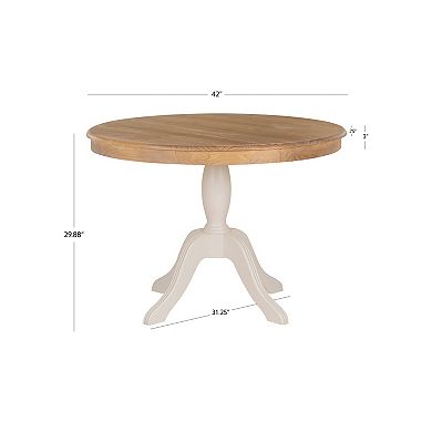 Linon Tobin Pedestal Two-Tone Dining Table
