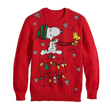 Men's Peanuts Snoopy & Woodstock Christmas Sweater