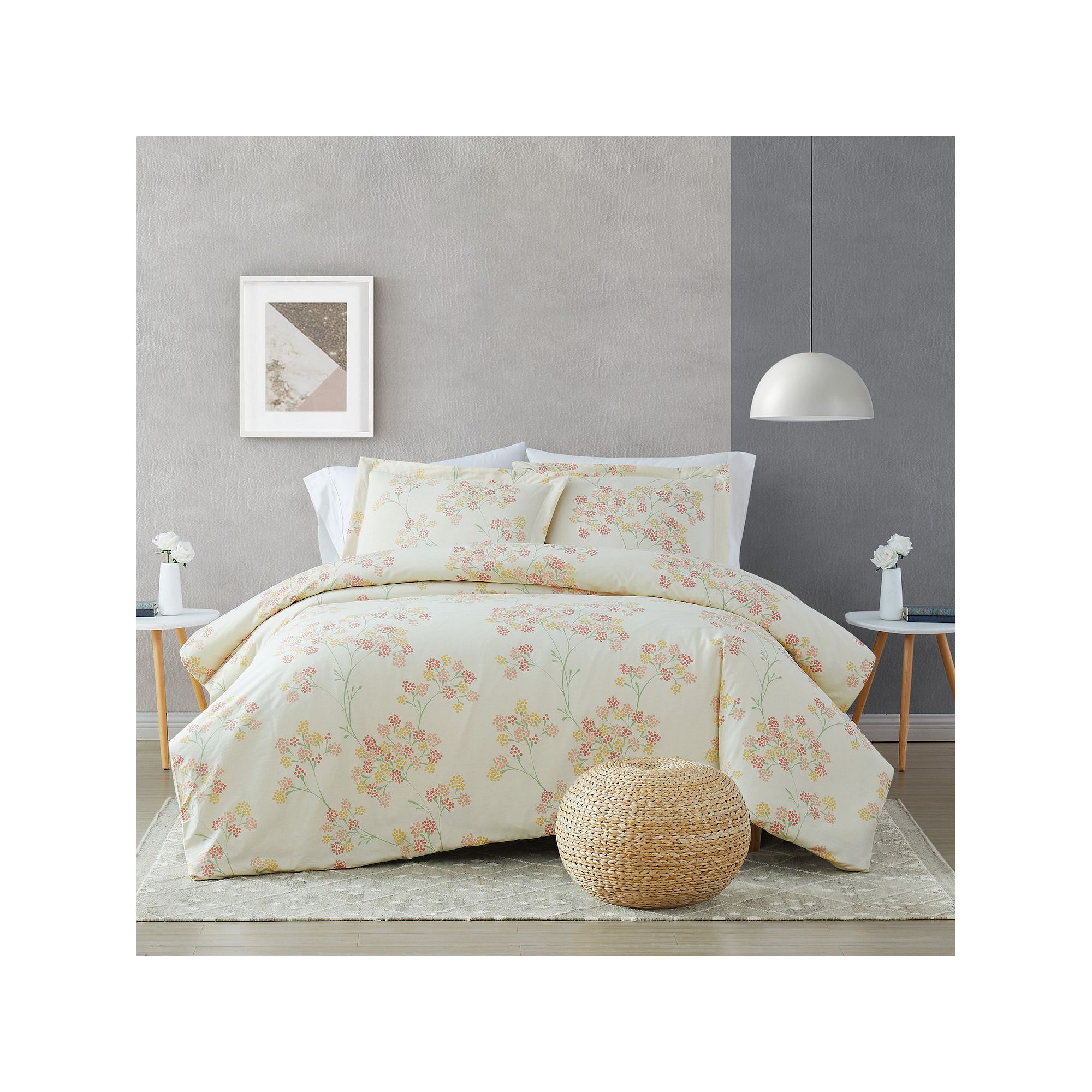 Brooklyn Loom Vivian Duvet Cover Set with Shams, Off White Team
