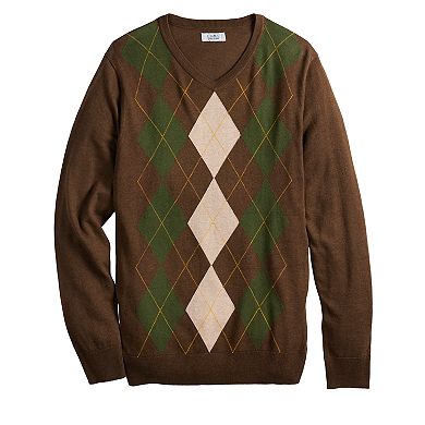 Men's Croft & Barrow® 12GG Argyle V-neck Sweater