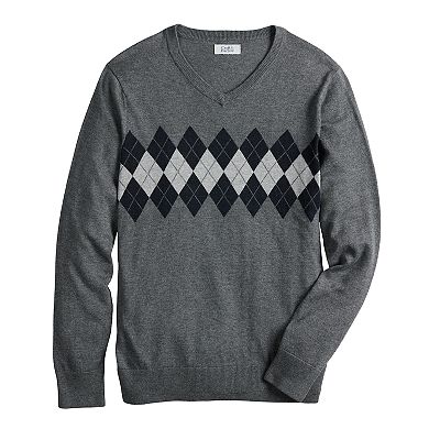 Men's Croft & Barrow® 12GG Argyle V-neck Sweater