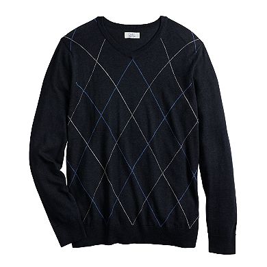Men's Croft & Barrow® 12GG Argyle V-neck Sweater