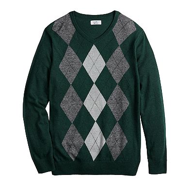 Men's Croft & Barrow® Easy-Care Argyle V-neck Sweater