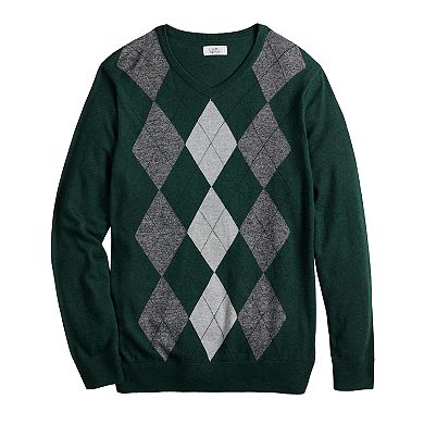 Men's Croft & Barrow® 12GG Argyle V-neck Sweater