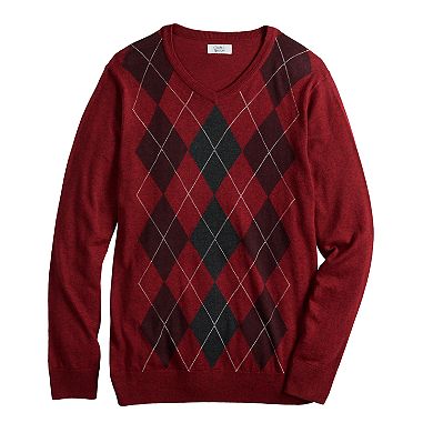 Men's Croft & Barrow® 12GG Argyle V-neck Sweater