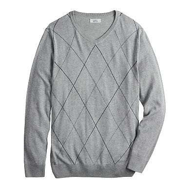 Men's Croft & Barrow® 12GG Argyle V-neck Sweater