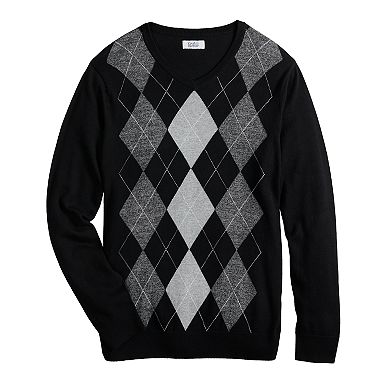 Men's Croft & Barrow® 12GG Argyle V-neck Sweater