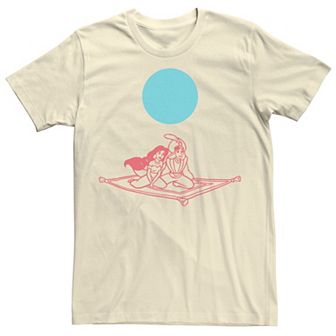 Disney's Aladdin And Jasmine Flying Carpet Outline Sketch Men's Tee