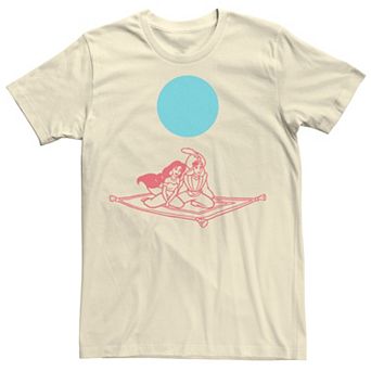 Disney's Aladdin And Jasmine Flying Carpet Outline Sketch Men's Tee