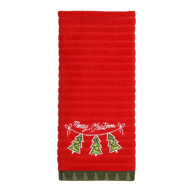 St Nicholas Square Red Christmas Plaid M Monogram Hand Towel Set, 2 piece  