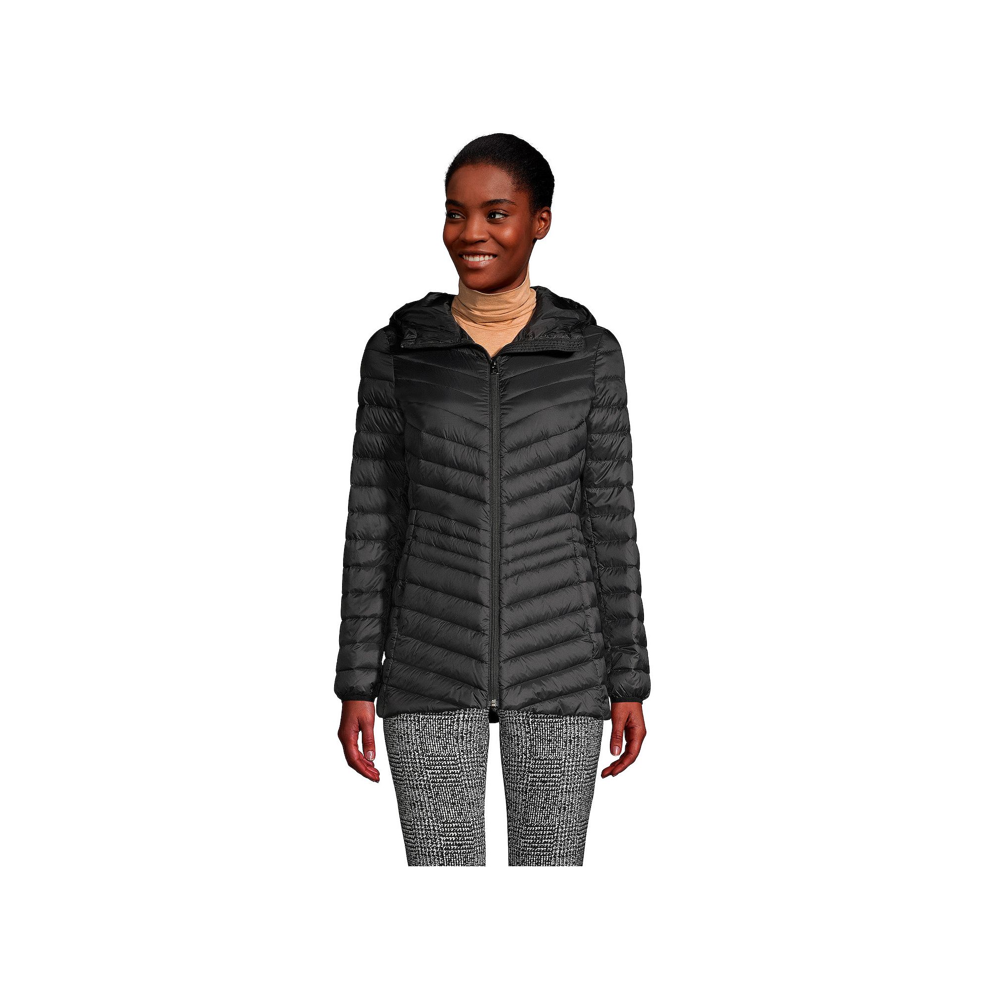 Petite Lands End Wanderweight Ultralight Hooded Packable Down Jacket, Wome