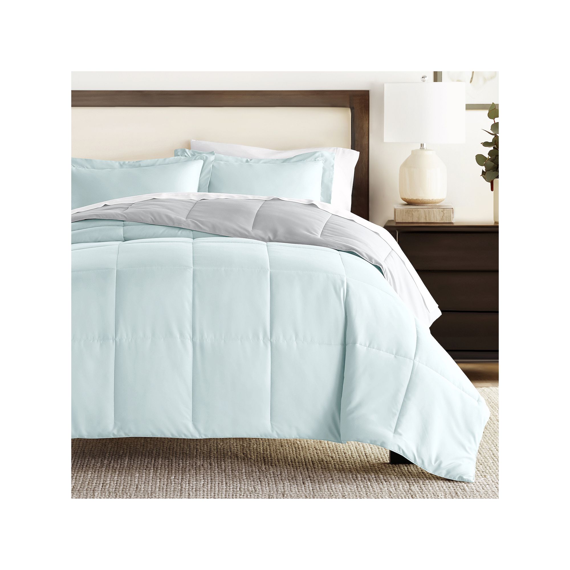 Home Collection Premium Down-Alternative Reversible Comforter Set, Blue And
