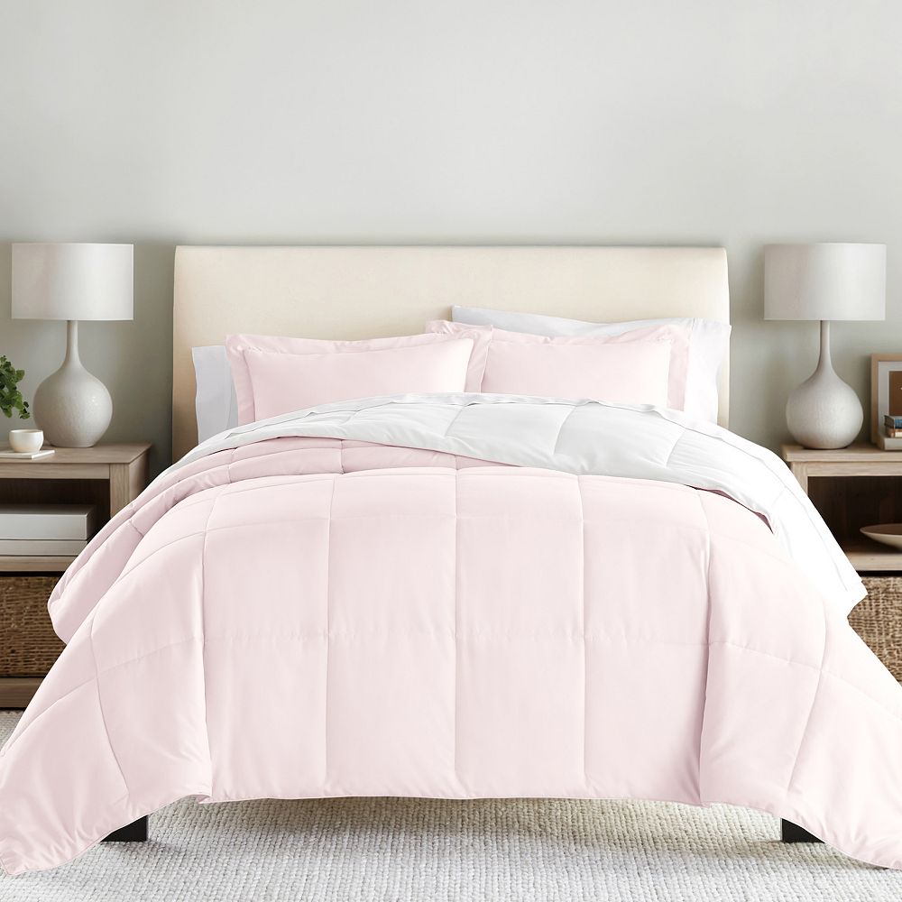 Home Collection Lightweight Down-Alternative Reversible Solid Comforter Set with Shams