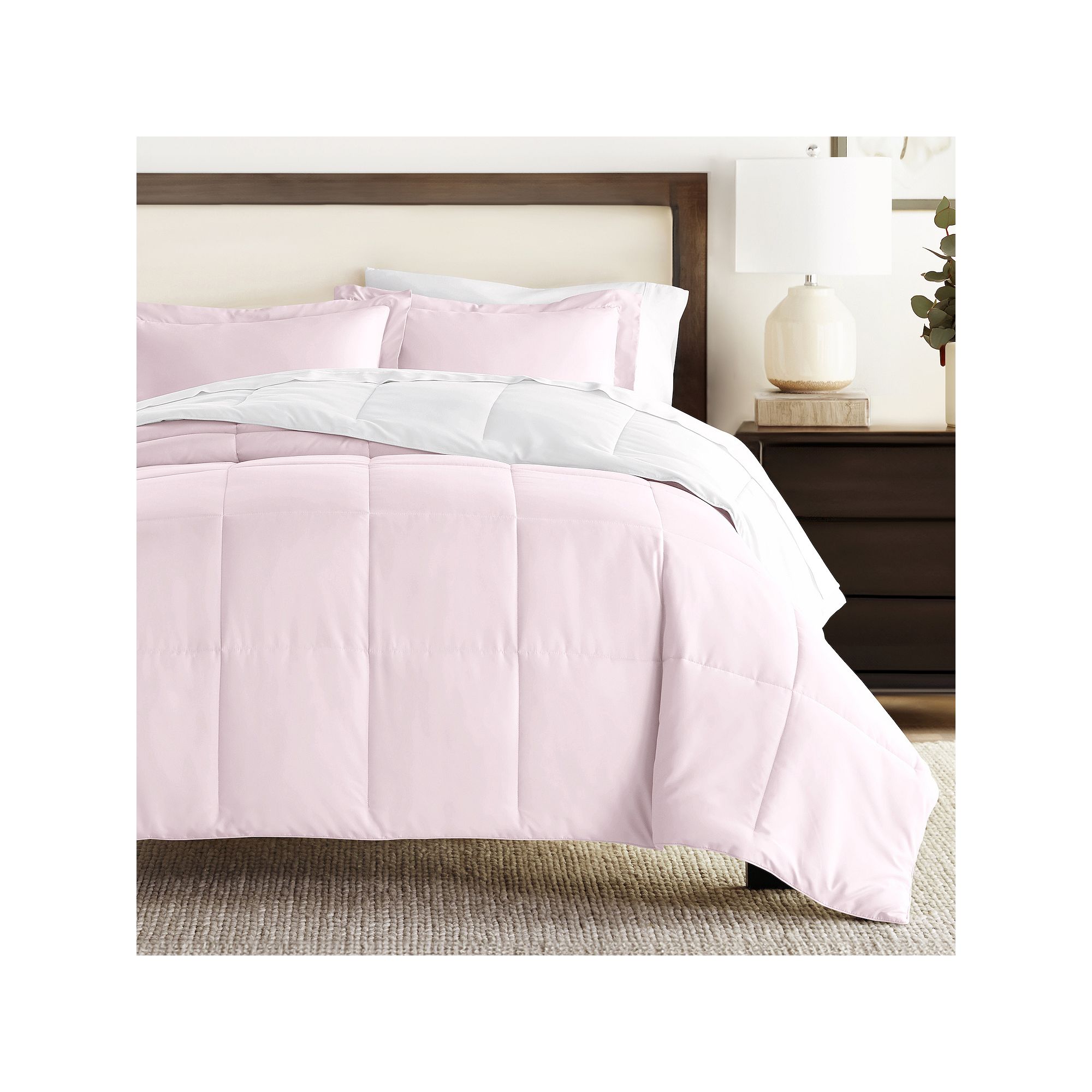 Home Collection Premium Down-Alternative Reversible Comforter Set, Blush An