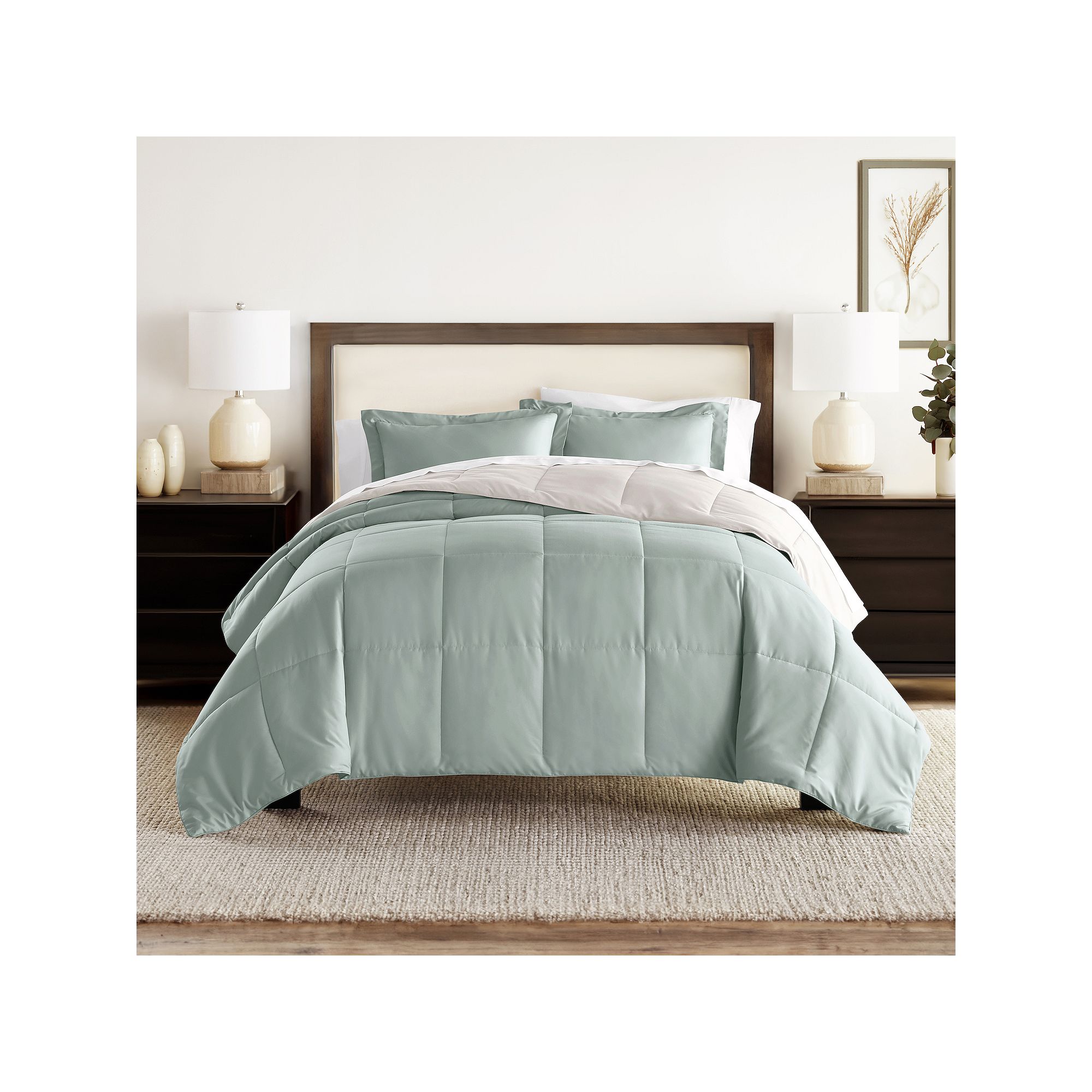 Home Collection Premium Down-Alternative Reversible Comforter Set, Eucalypt