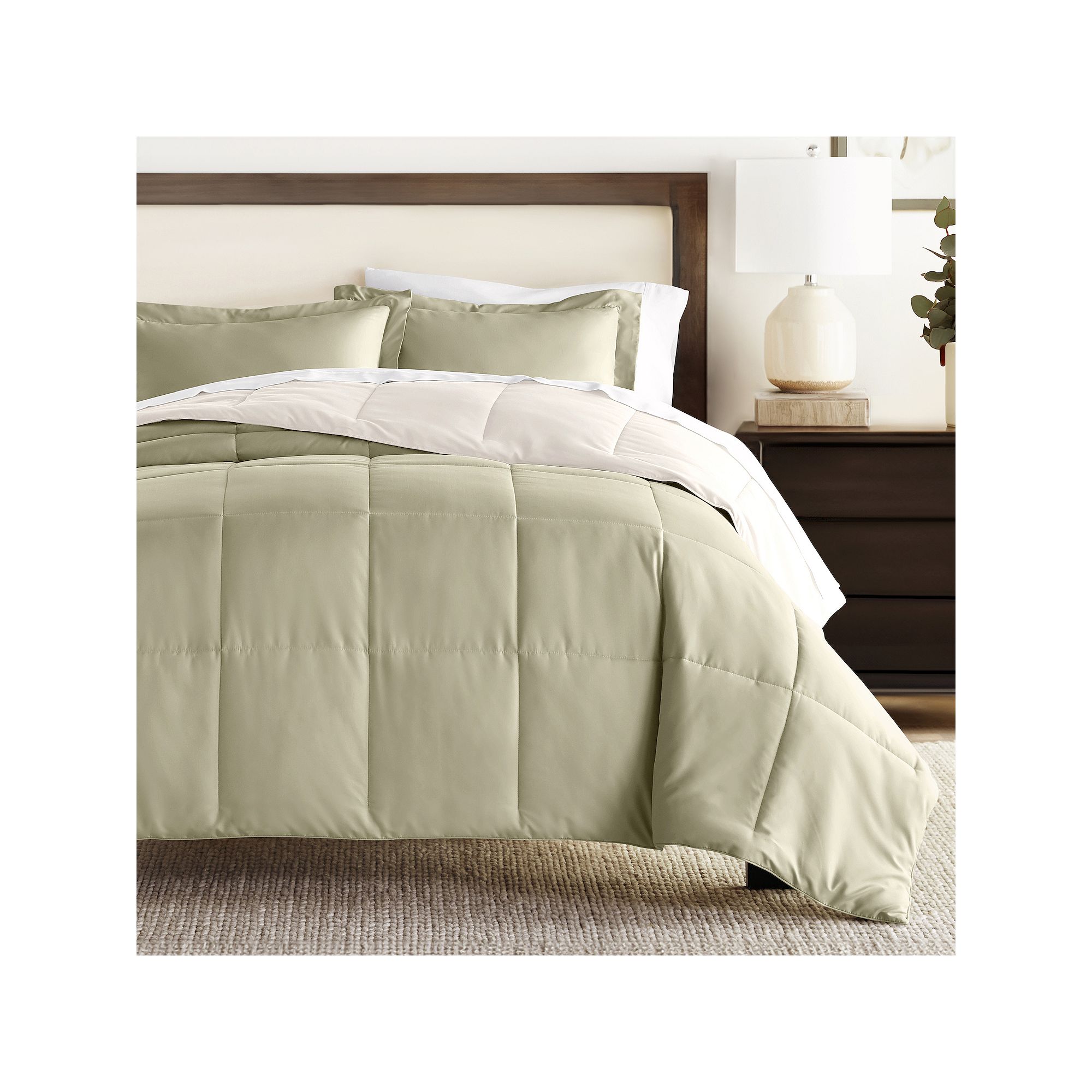 Home Collection Premium Down-Alternative Reversible Comforter Set, Sage And