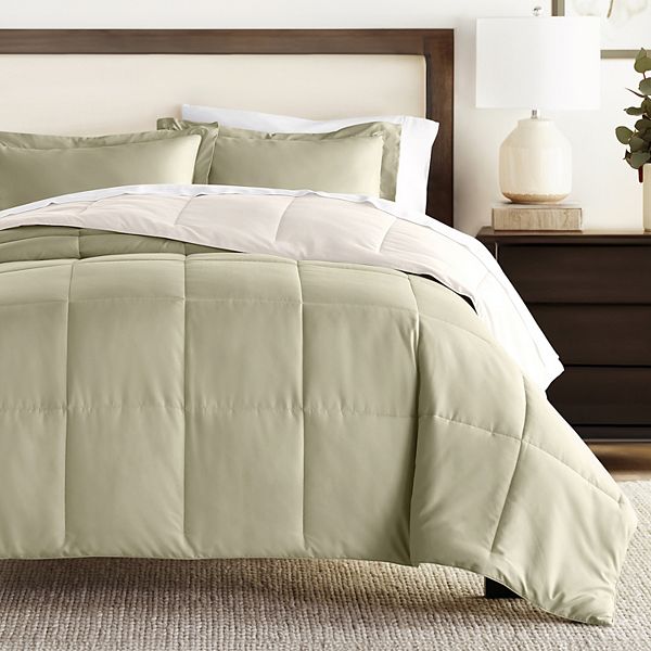 JEAREY Down Alternative Comforter Green Solid Reversible King