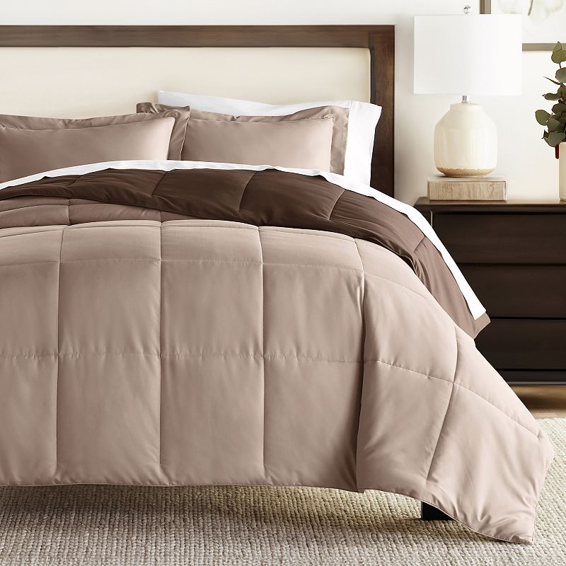 Home Collection Premium Down-Alternative Reversible Comforter Set, Brown, F