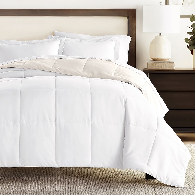 Home Collection Premium Down-Alternative Reversible Comforter Set, White, K