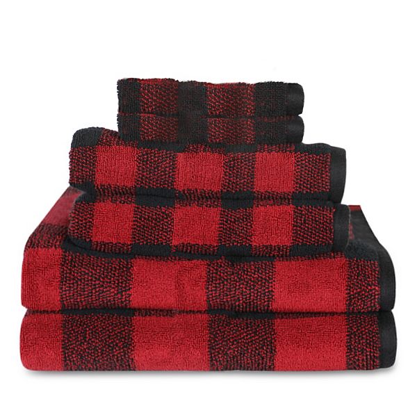 Holiday monogram Modern Buffalo Plaid Bath Towel Set