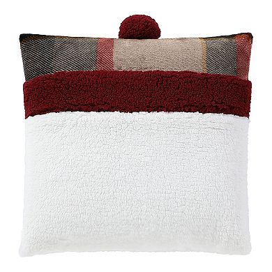 Cuddl Duds Snowman Face Sherpa Embroidered Throw Pillow