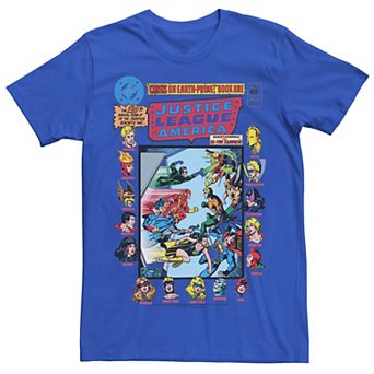 Men's Justice League Crisis On Earth Vintage Cover Tee