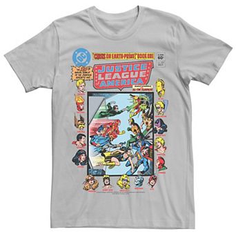 Men's Justice League Crisis On Earth Vintage Cover Tee