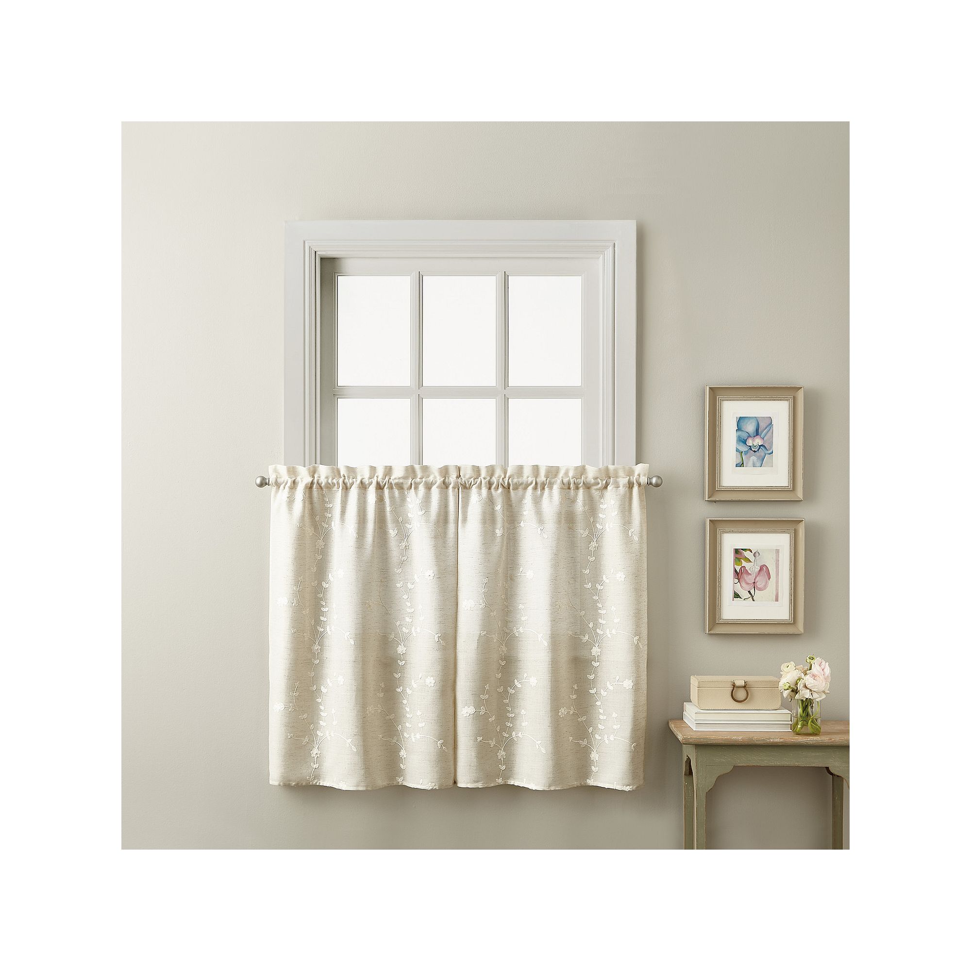 CHF Lynette Tier Window Curtain Set, Linen
