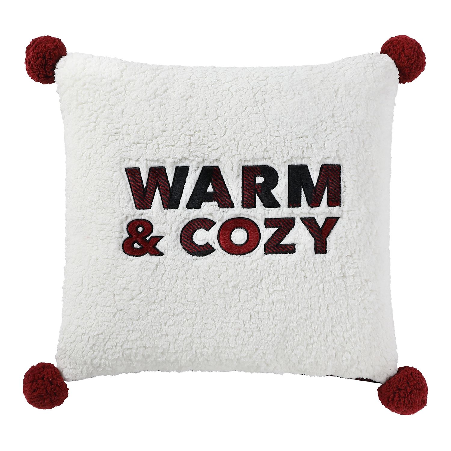 Warm \u0026 Cozy Sherpa Embroidered Throw Pillow